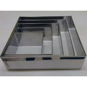 Kit Aro Cortador Quadrado Para Bolo Com 5 Peças Inox 8cm Alt