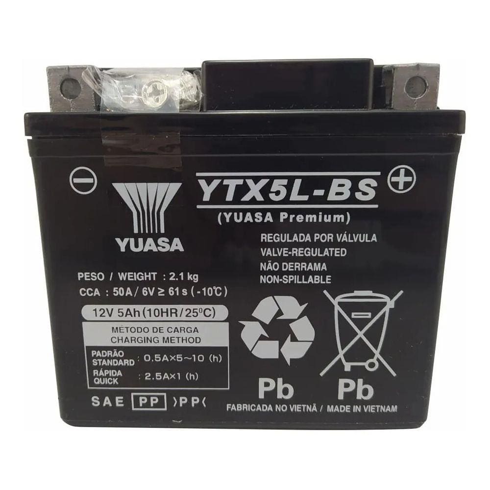 Bateria Yuasa YTX5L-BS 5Ah CG Fan Titan Bros Biz 125 XRE WET