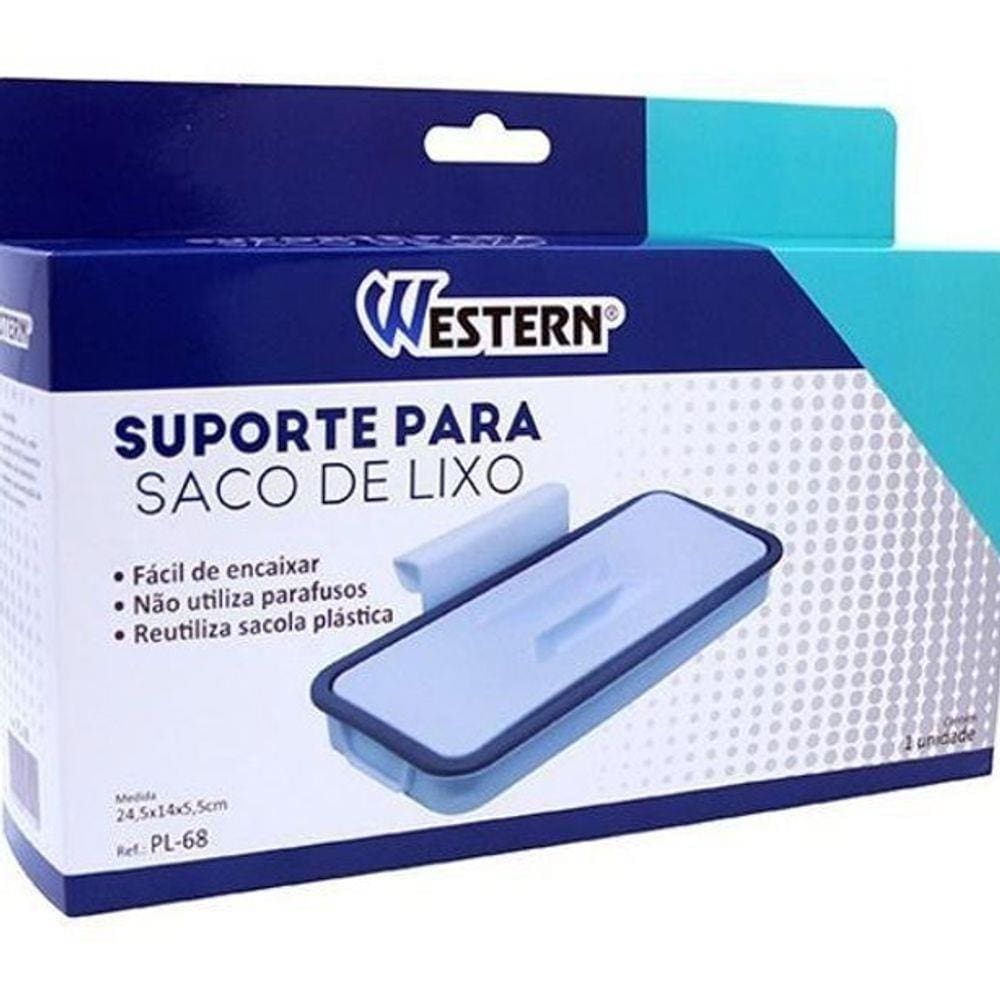 Lixeira Para Porta De Armário Suporte Para Saco De Lixo - Azul claro