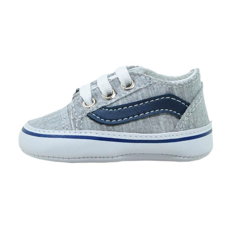 Tenis Retro Bebê Menino Cinza e Branco Bicho de Pé Baby