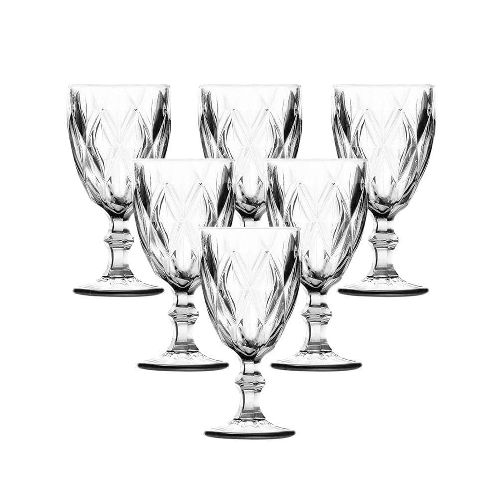 Conjunto 6 Peças de Taças de Vidro 240ml Cada Diamond Transparente - Casambiente