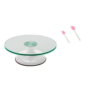 Bailarina Giratória De Vidro P/ Decorar Bolos Branca + 2 Espátulas PVC