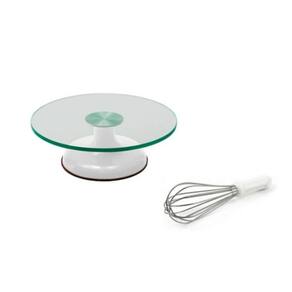 Bailarina Giratória Vidro P/ Decorar Bolos Branca + Fuê / Batedor De Bolo Branco