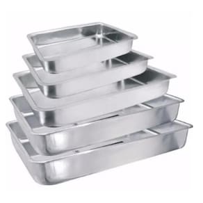 Kit 4 Conjuntos - Assadeira Retangular 5 Pçs Em Aluminio