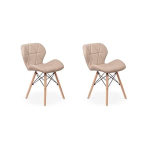 Kit 02 Cadeiras Charles Eames Eiffel Slim Wood Estofada Nude