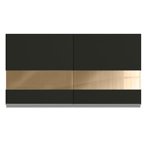 Armário Aéreo Madesa Glamy 120 Cm 2 Portas com Vidro Branco Preto