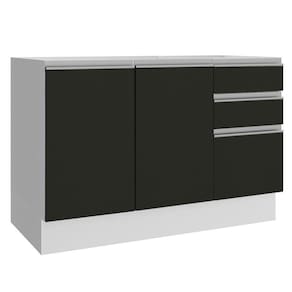 Balcão de Pia Madesa Glamy 2 Portas e 3 Gavetas Branco Preto