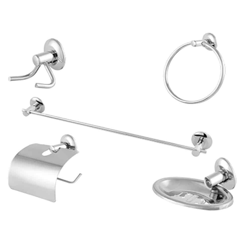 Kit Banheiro 5 Peças Metal(2 Porta Toalha, Cabide, Saboneteira, Papeleira) - Imperatriz