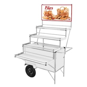 Carrinho Expositor de Pães com Rodas Pneumáticas e Guarda Sol