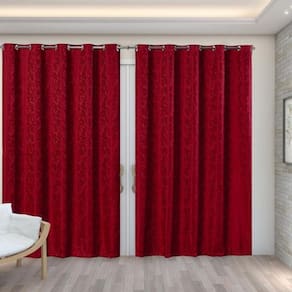 Cortina Para Sala Jacquard Vermelha 4,00x2,70M