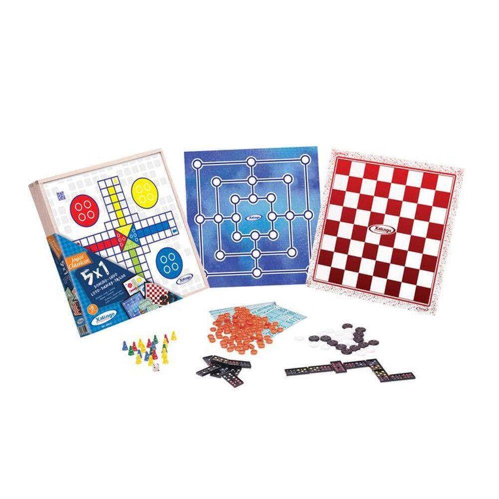 Kit 8 Jogos Clássicos Mico, Dominó, Ludo, Dama, Dama Chinesa