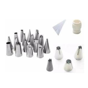 Kit Bicos 20 Pçs + Saco Para Confeitar + Adaptador De Bicos