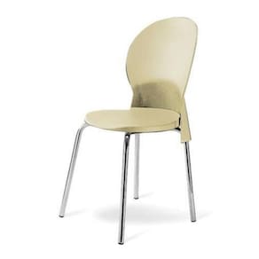 Cadeira Base Cromada Linha Polipropileno Milano Bege