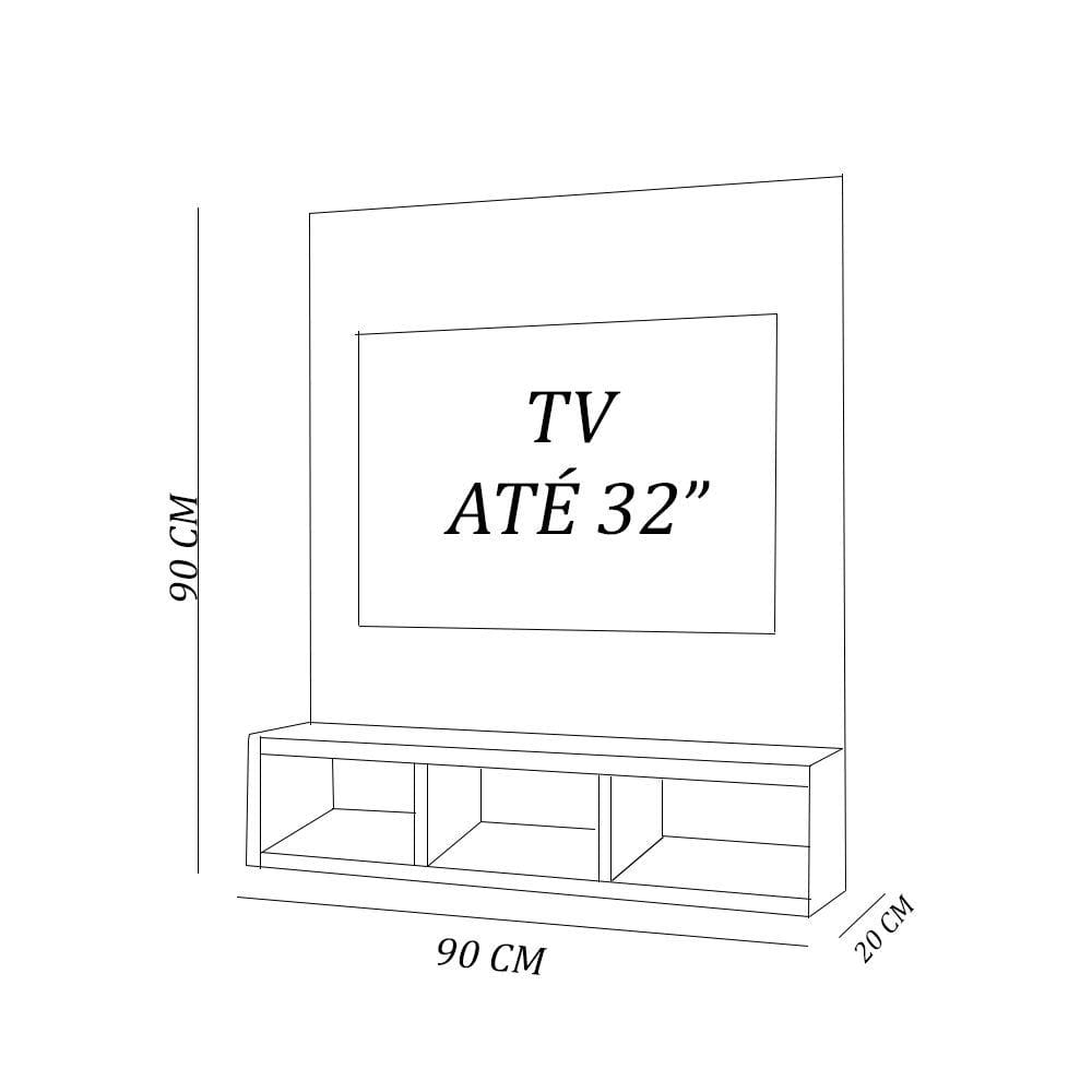 Painel De Tv Até 32" Com 3 Nichos Em Mdf - Madeira