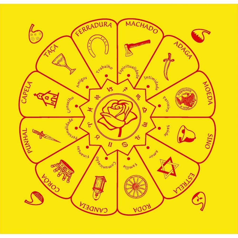 Toalha Cigana para Tarô Cigano Amarela com Brilho 70 CM
