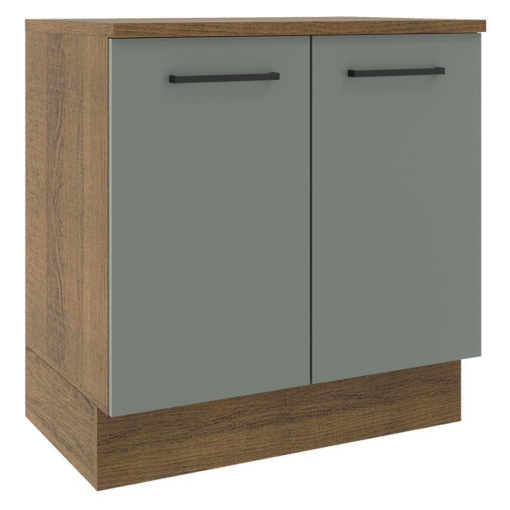 Balcão Madesa Agata 80 cm 2 Portas - Rustic/Cinza