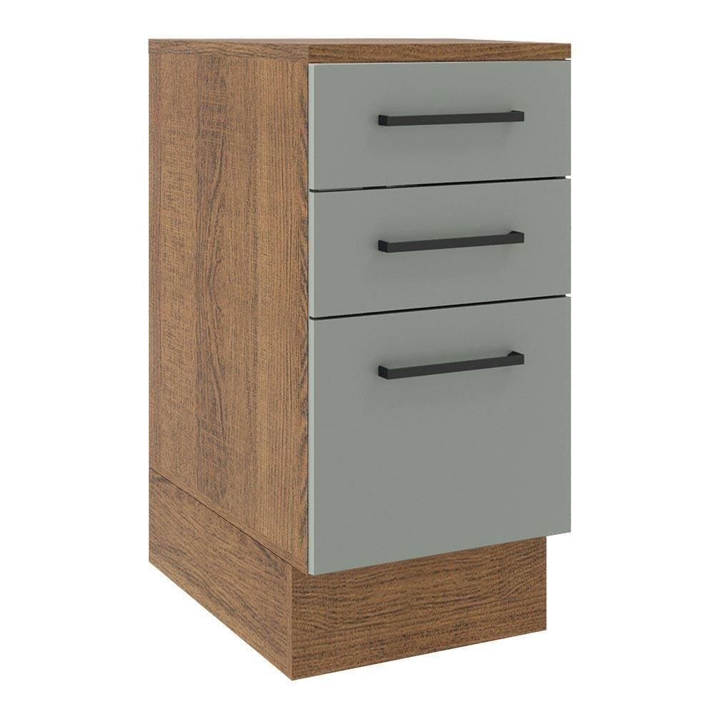 Balcão Agata 40 Cm 3 Gavetas Rustic/cinza Madesa