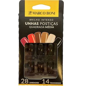 Unhas Posticas Quadradas Media Black Marco Boni