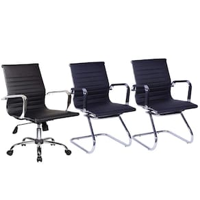Conjunto com 1 Cadeira Diretor Giratória e 2 Cadeiras Executivas base fixa para Escritório Esteirinha Boston