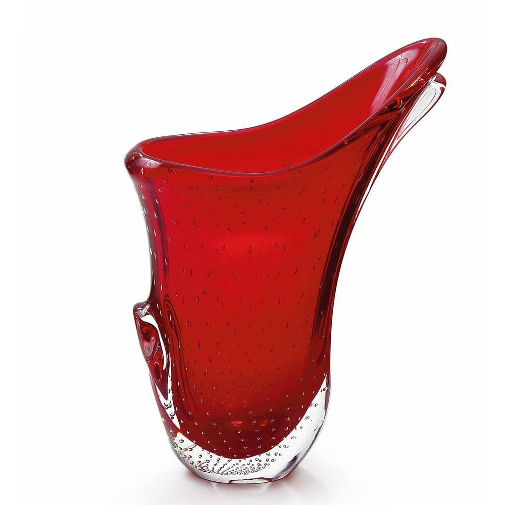 Vaso Em Cristal Murano Vermelho São Marcos 47x30x10cm