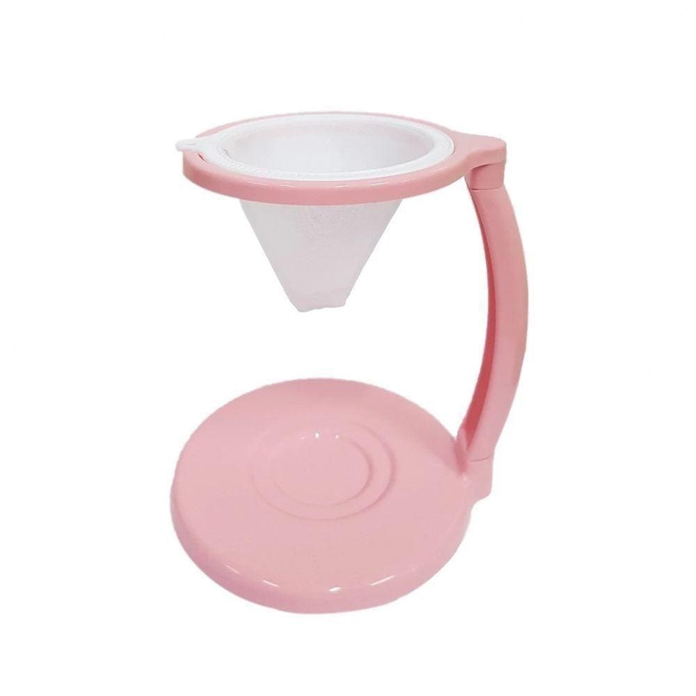 Conjunto para Café Individual com Coador e Suporte Rosa