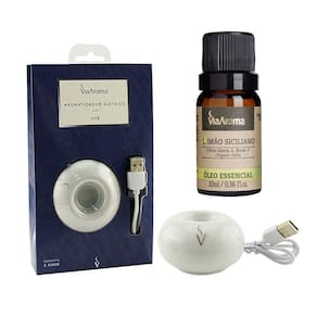 Óleo Essencial Limão Siciliano Com Aromatizador Elétrico Usb Via Aroma