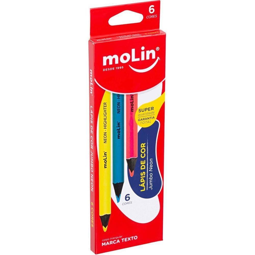 Lápis De Cor Jumbao Neon Marca Texto 6 Cores