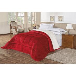 Coberdrom Everest Casal Queen Pele De Carneiro Vermelho