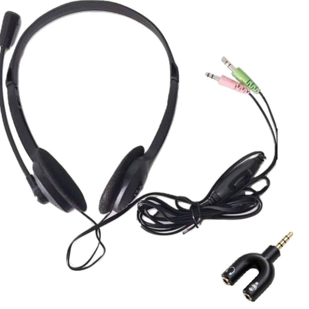 Fone Com Microfone Para Computador E Adaptador Vídeo Aula | Casas Bahia