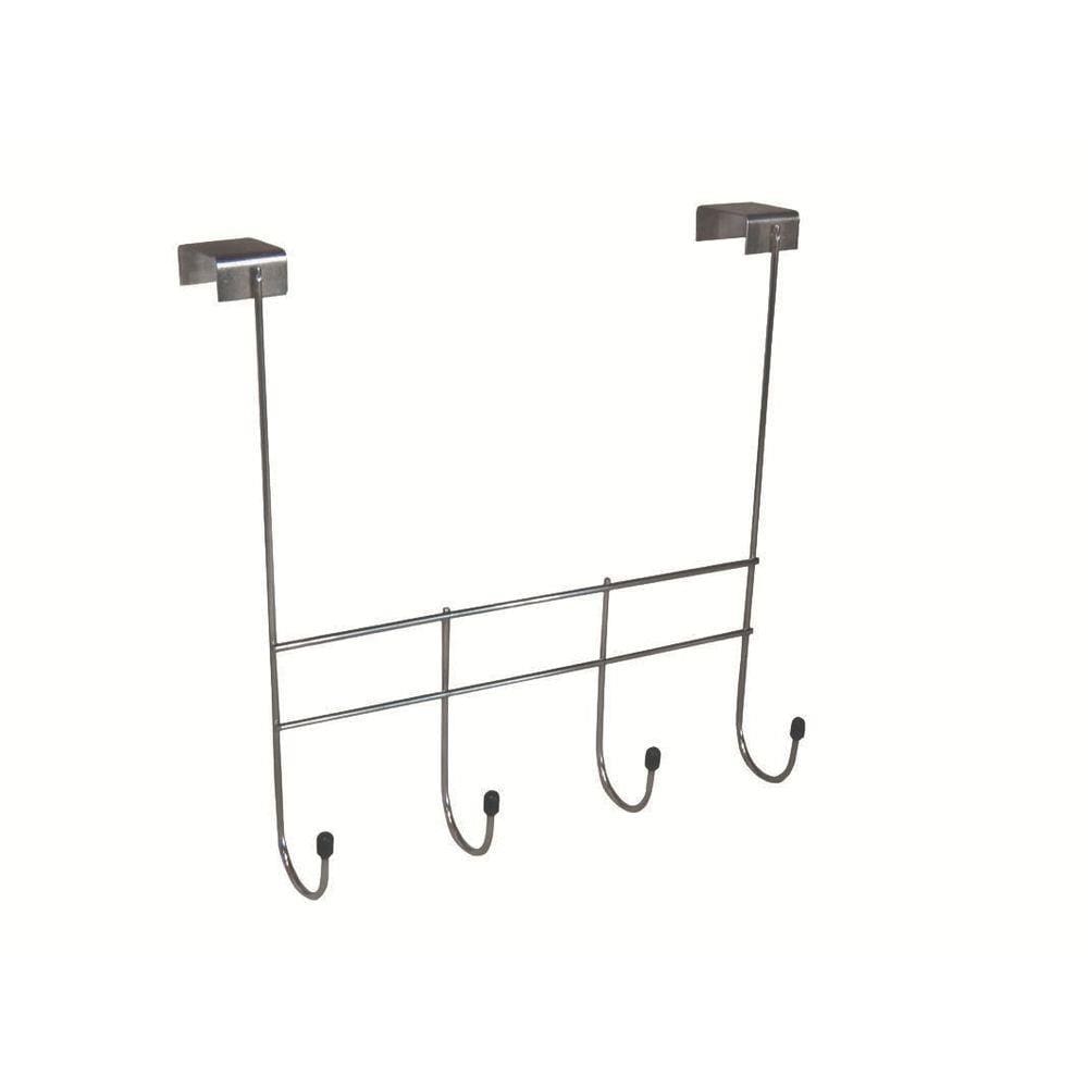 Cabide Cabideiro Suporte Toalha Para Porta 4 Ganchos Cromo
