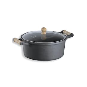 Caçarola Alça De Madeira Tampa De Vidro 9,8 Litro 32cm