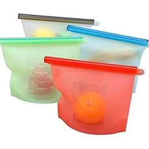 Kit 4 Sacos Silicone Reutilizáveis Para Alimentos Freezer
