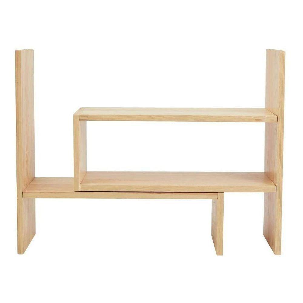 Organizador De Mesa Escritório Sala Natural Em Madeira