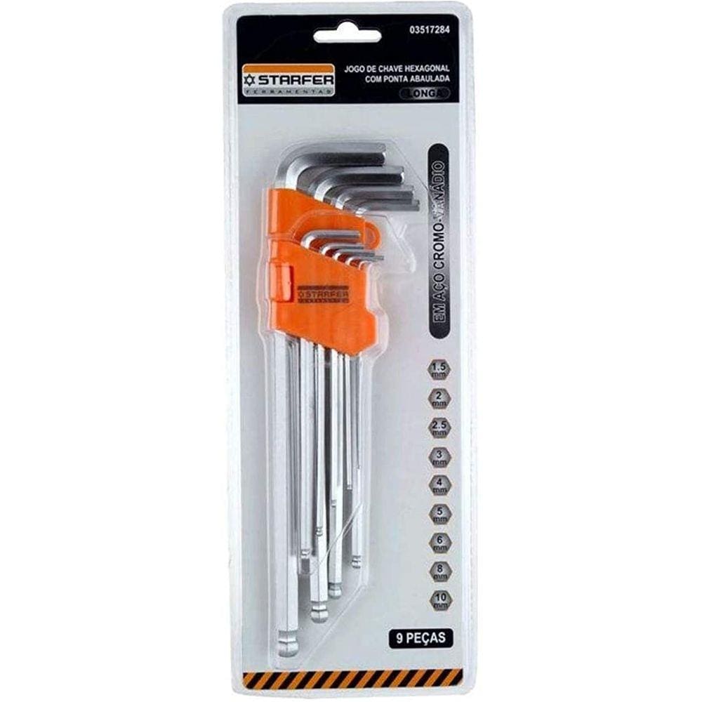 Jogo 9 Peças Chave Torx Longa T10 A T50 Starfer