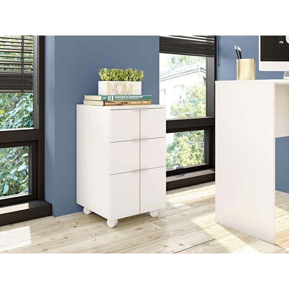 Gaveteiro 3 Gavetas Cubic Branco Fosco - Caemmun