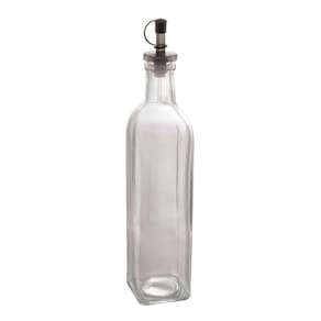 Garrafa p/azeite de vidro transparente c/tampa plástico preta 510ml
