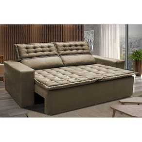 Sofá 3 Lugares Retrátil e Reclinável Cama inBox Slim 1,80m Velusoft Castor