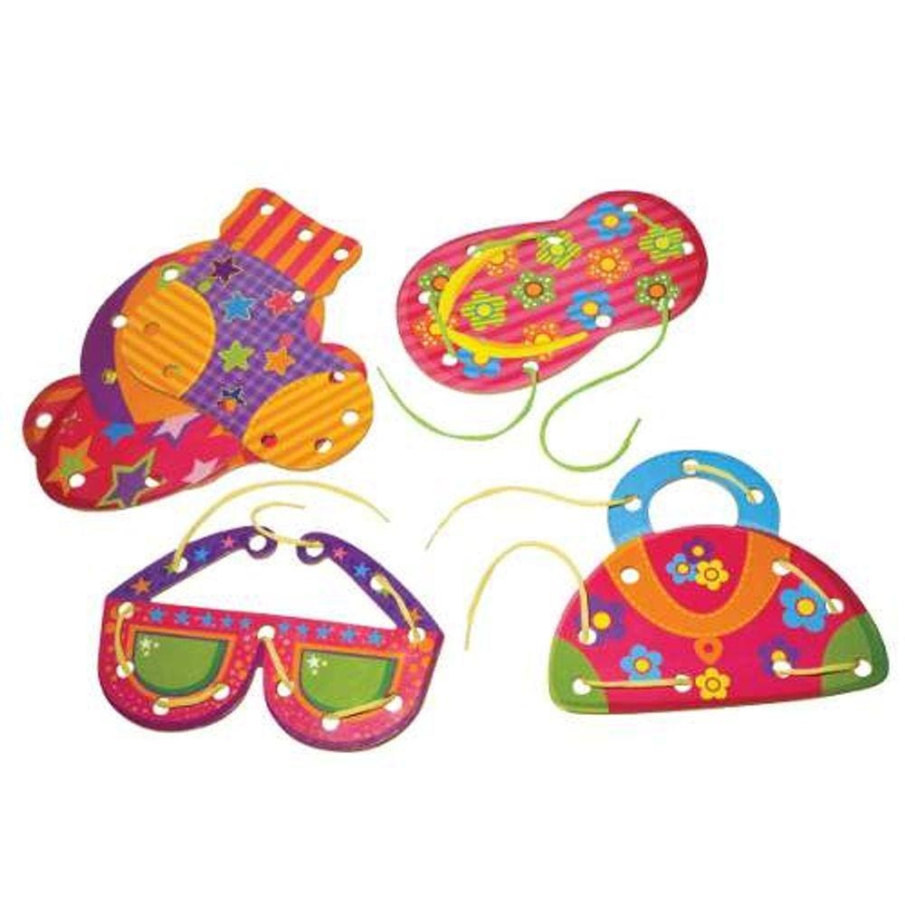 Brinquedo Pedagógico Alinhavos Objetos Peças Mdf 06 Unidade