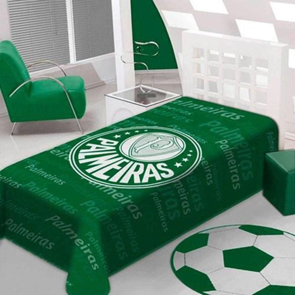 Cobertor Raschel Plus Solteiro Palmeiras 1,50M X 2,20M