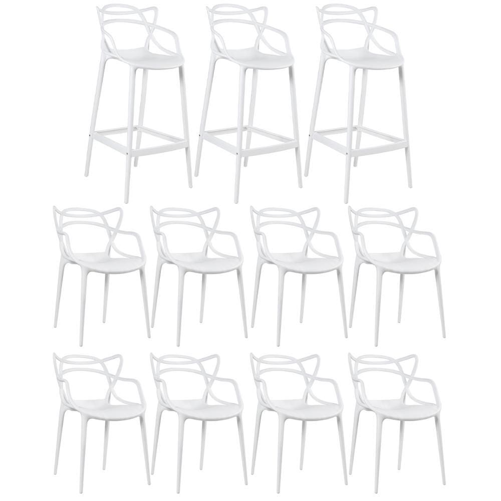 KIT - 3 x banquetas Allegra + 8 cadeiras Allegra