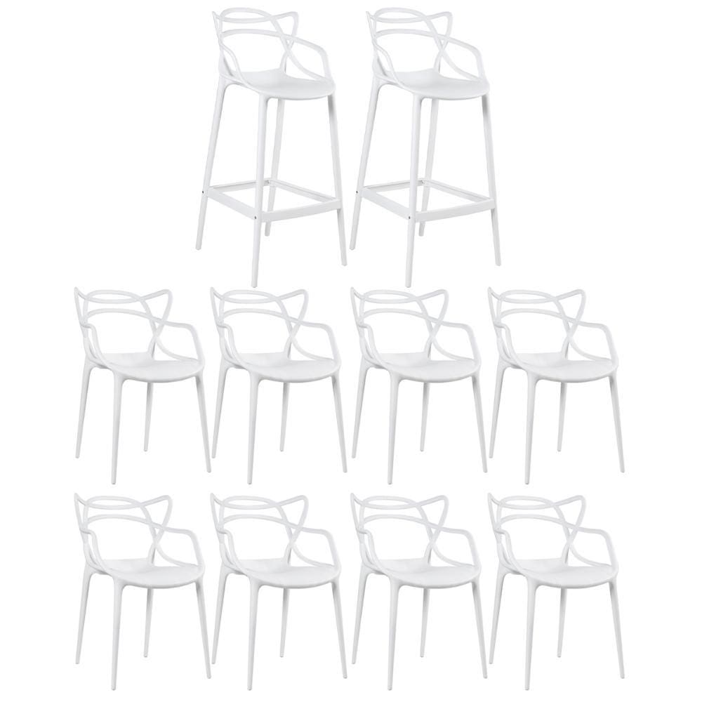 KIT - 2 x banquetas Allegra + 8 cadeiras Allegra
