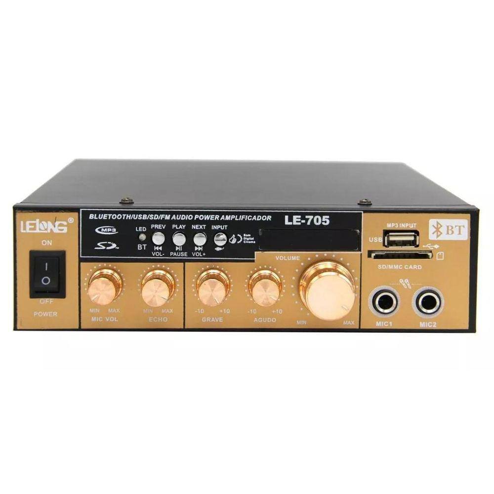 Amplificador de Som Receiver Ambiente Karaokê Áudio Stereo