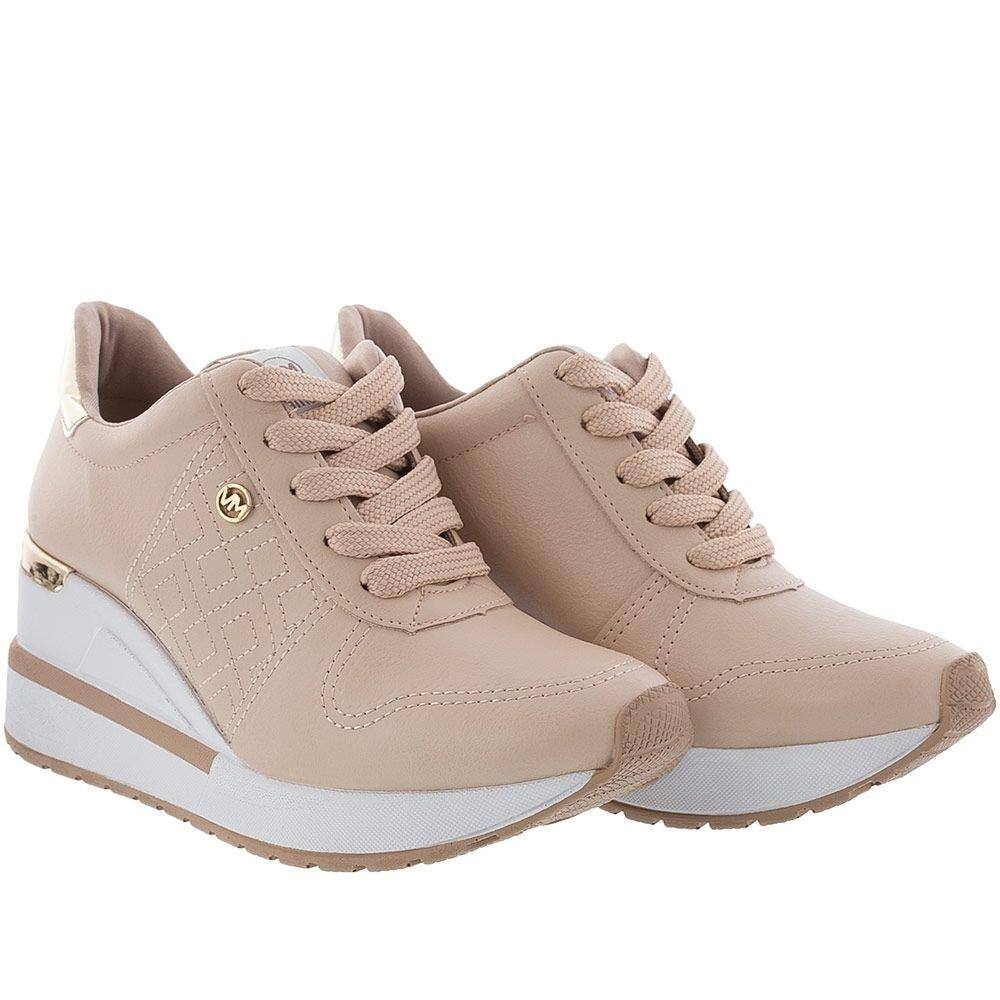 Tênis Via Marte Plataforma com Pespontos Bege 211253 | Casas Bahia