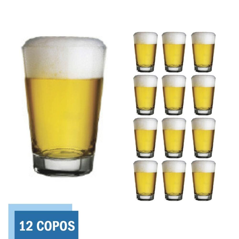 Copo Vidro 350ml Caldereta Cerveja Transparente Luxo - 12 Un