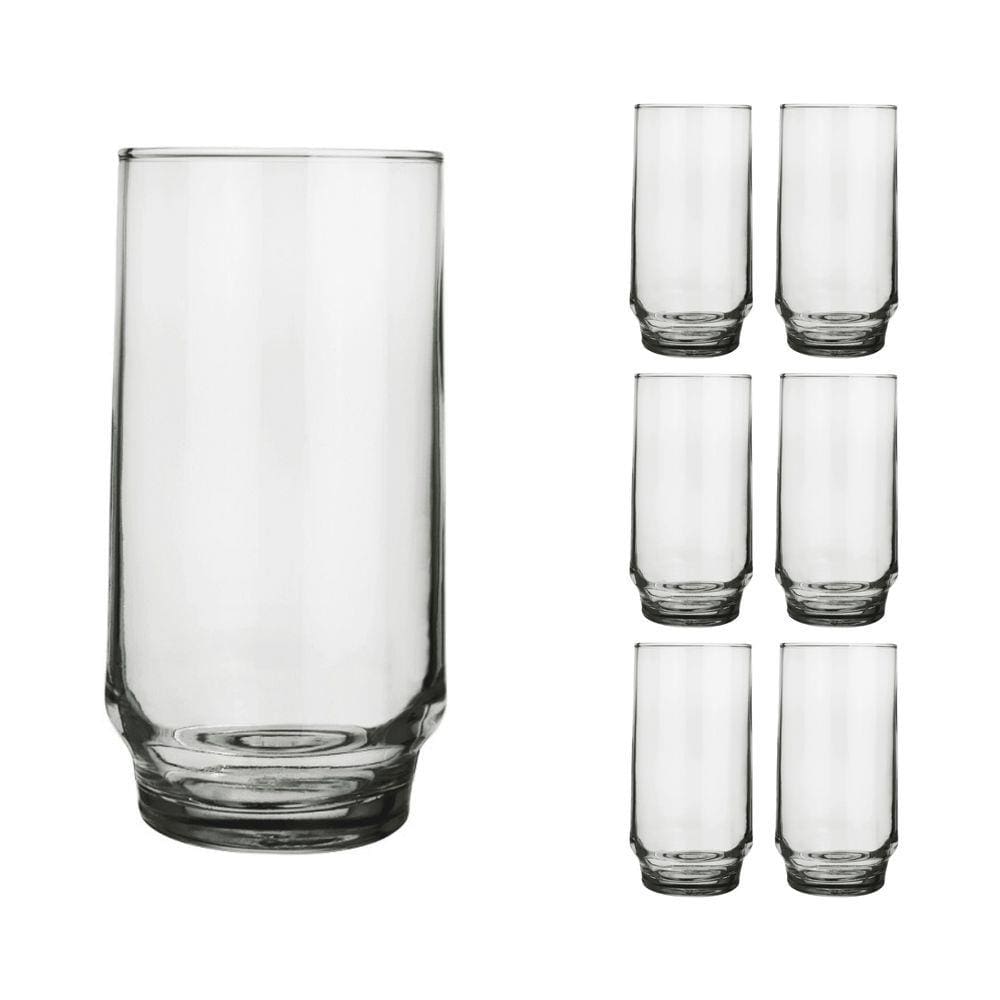 Jogo 6 Copos 410ml Vidro Lights Suco Agua Transparente Nadir