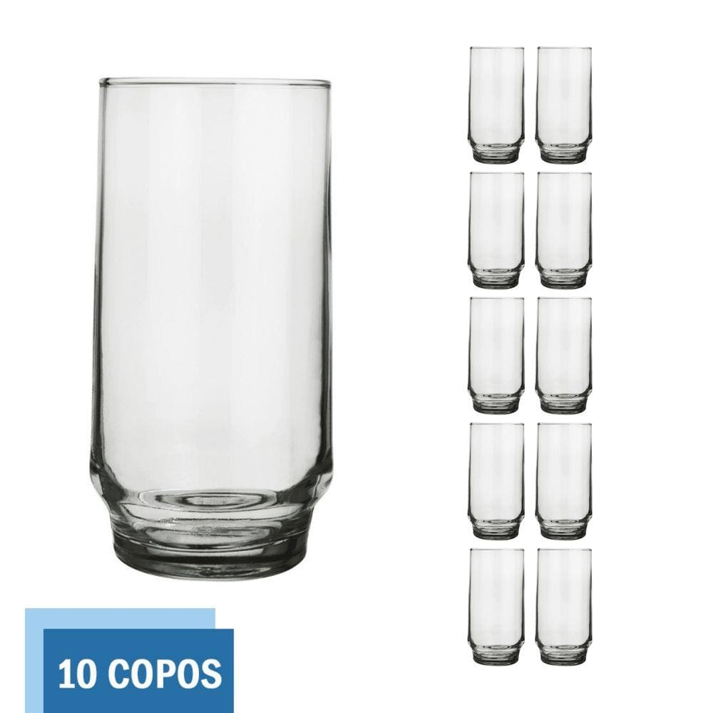 Copos de bebida [conjunto de 10] Copos de vidro alto de 500 ml, By Home  Essentials & Beyond – Vidro térmico premium – Ideal para água, suco