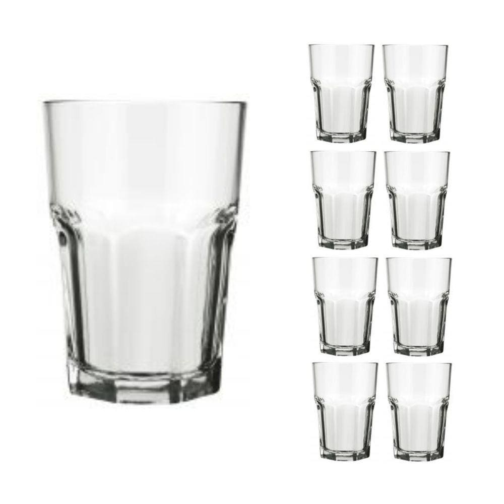 Jogo 8 Copo 200ml Vidro Bristol Suco Drinks Transparente