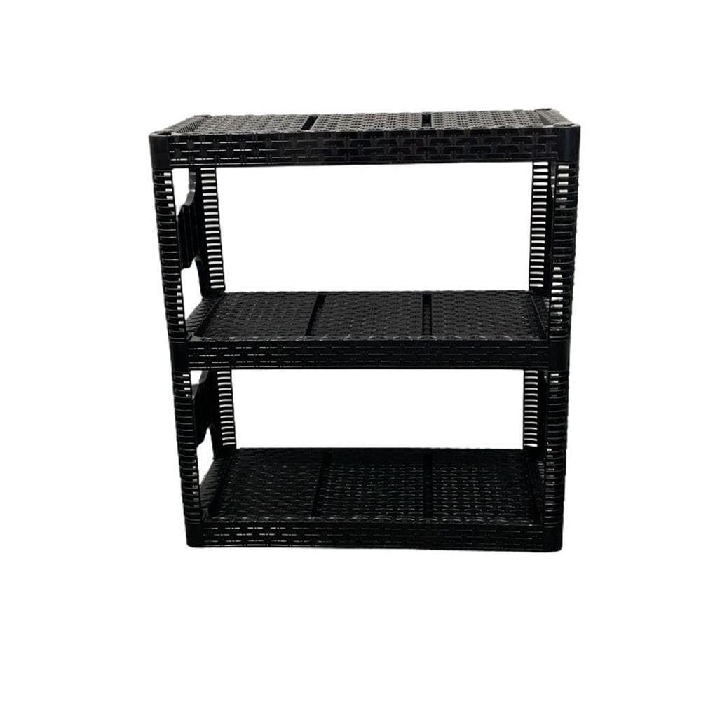 Estante Ratan Preta Prime 03 Prateleiras