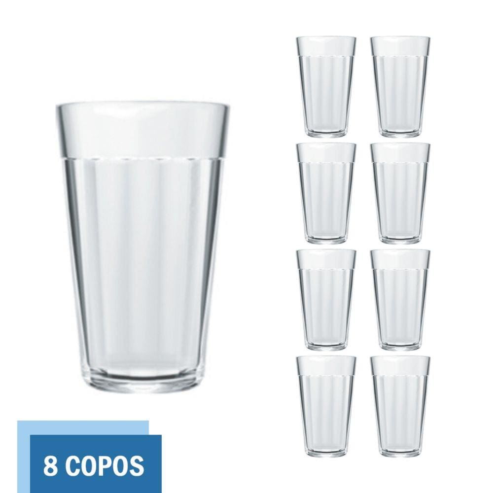 Kit 8 Copo Americano Vidro Long Drink 345ml Cristal Nadir