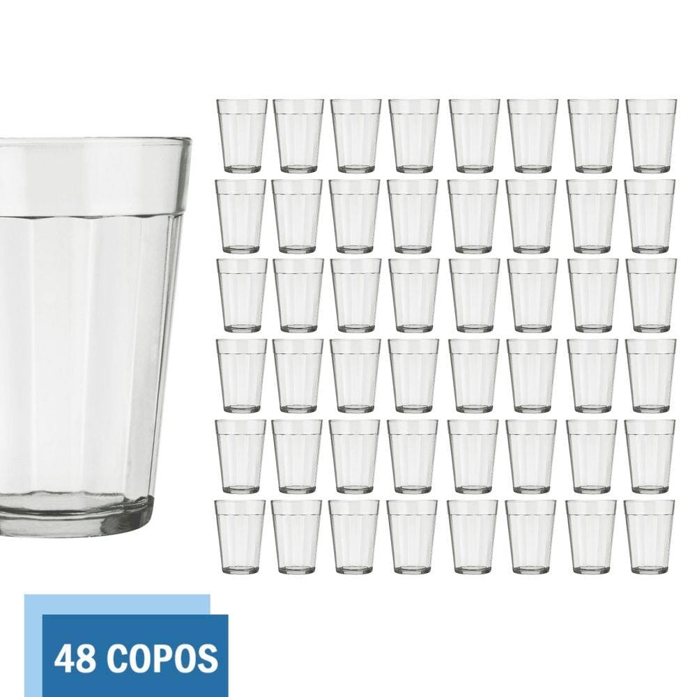 Kit 48 Copo Americano Vidro Cerveja 190ml Transparente Nadir